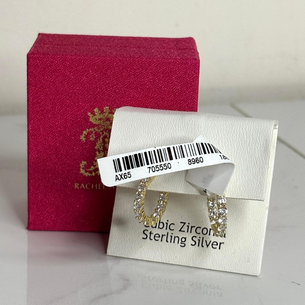 Rachel Ashwell Huggie Inside-Out Cz Hoop Earrings Gold Sterling Silver